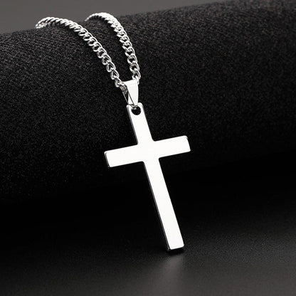 Kreuz Kette Herren Edelstahl Anhänger Silber 38*22+55cm