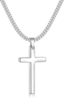 Edelstahl Kreuz Halskette Silber 45*25mm 55cm