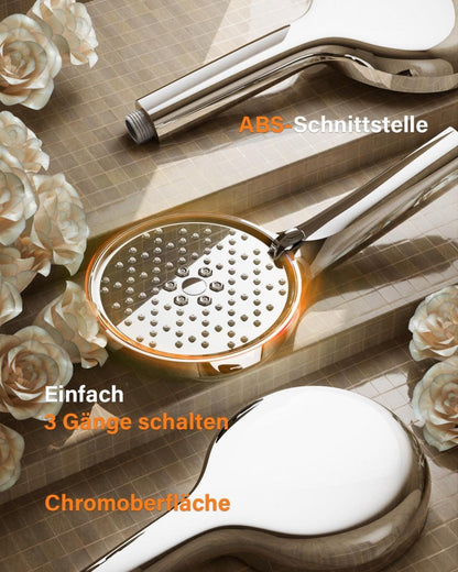Wassersparender Hochdruck Duschkopf Handbrause 3 Strahlarten Antikalk
