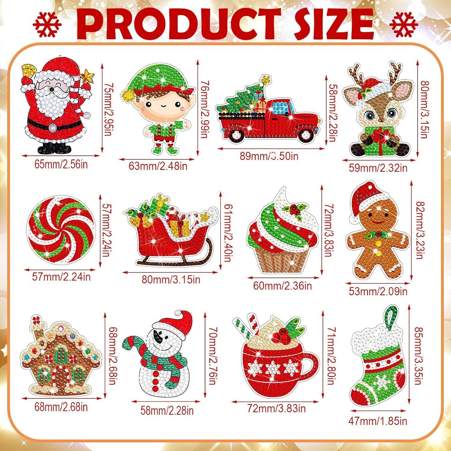 12er Set 5D DIY Diamond Painting Weihnachtsanhänger