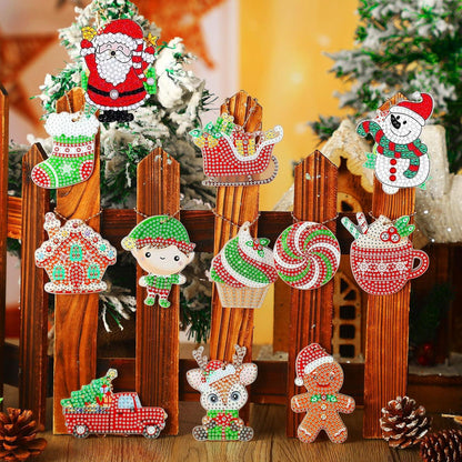12er Set Weihnachts Anhänger DIY Diamond Schlüsselanhänger Kit