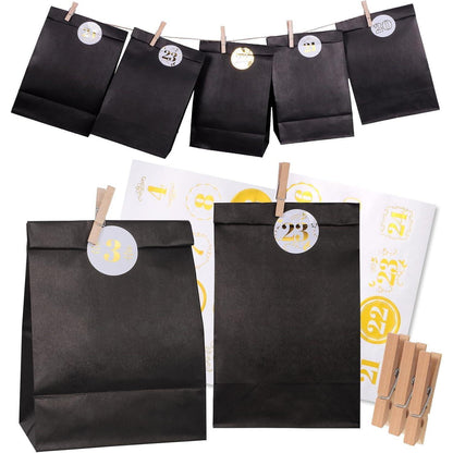 Adventskalender Set 24 Stück Schwarz DIY Bastelset