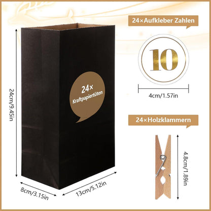 Adventskalender Set 24 Stück Schwarz DIY Bastelset