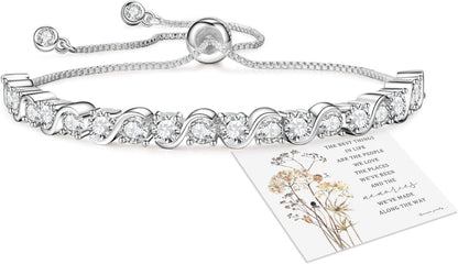 Verstellbares Schmuckarmband mit Zirkonia 925 Silber Damen 5MM