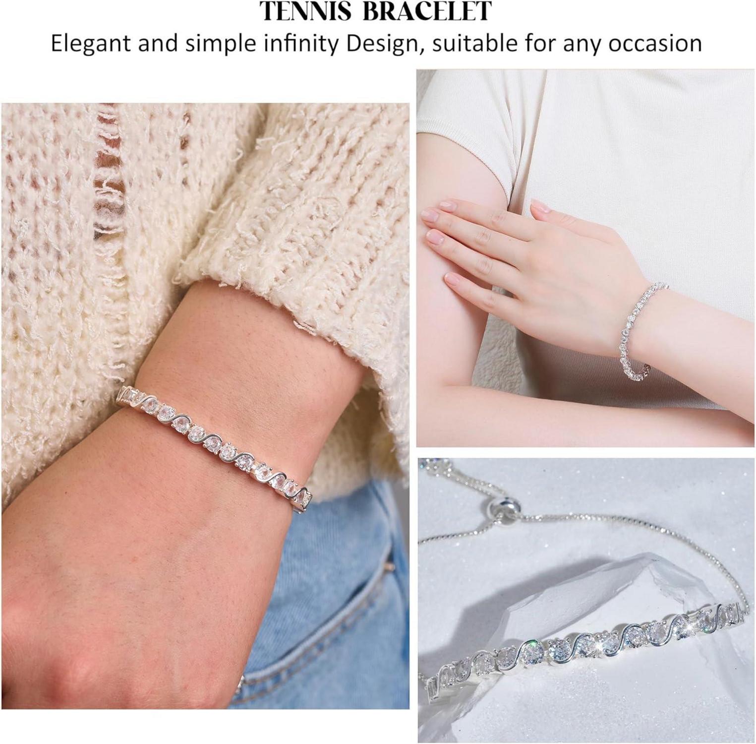 Verstellbares Schmuckarmband mit Zirkonia 925 Silber Damen 5MM