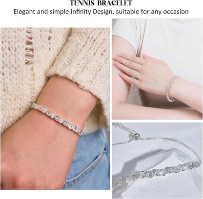 Verstellbares Schmuckarmband mit Zirkonia 925 Silber Damen 5MM