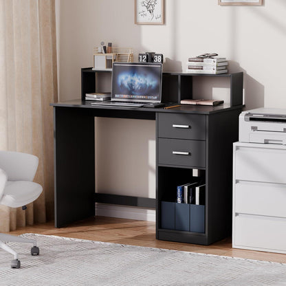 Schreibtisch mit Schubladen und Regal, Schwarz, 105cm