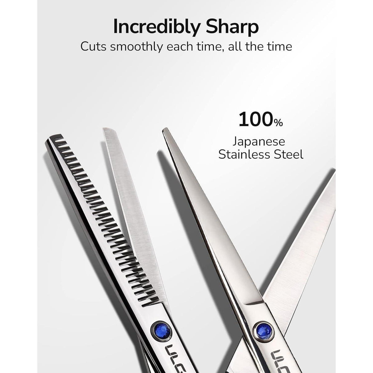 Professionelles Haarschneidescheren Set mit Ausdünnungsschere 6,5 Zoll Blau