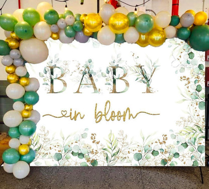 Baby Fotografie Hintergrund Eukalyptus Gold Glitzer Blüte 1,8x1,2m