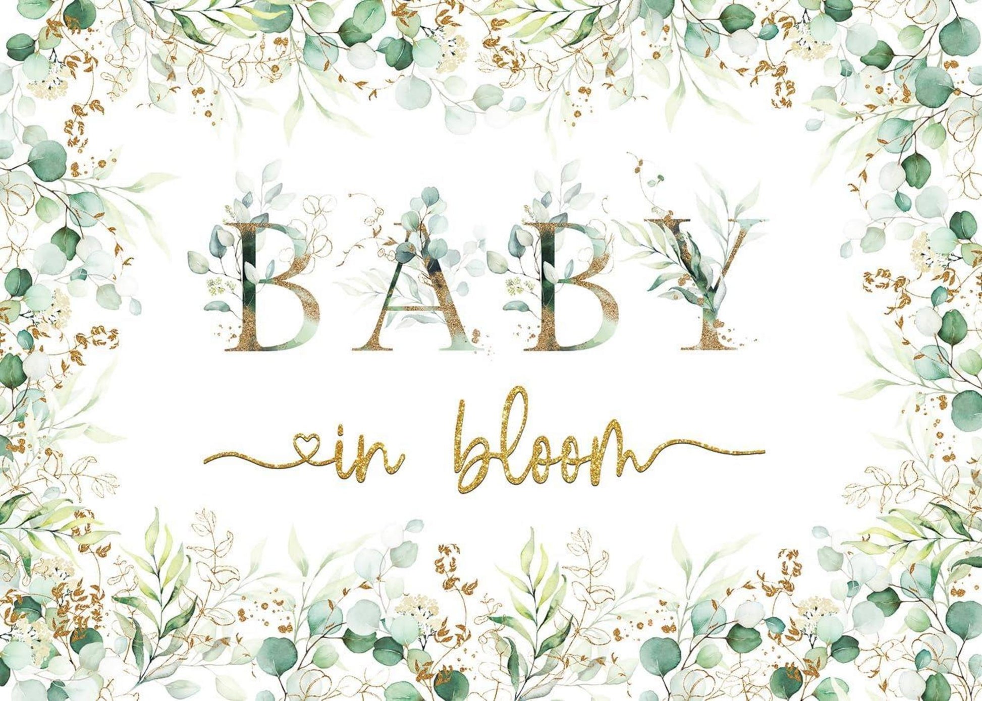 Baby in Bloom Fotografie Hintergrund Eukalyptus Gold Glitzer 1.8x1.2m