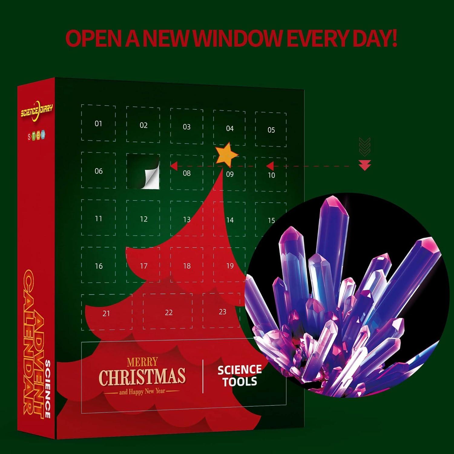 Experimente & Edelstein Adventskalender 2024 - Spielzeug STEM Geschenke Kinder