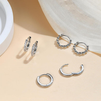 3 Paar Ohrringe Damen Creolen Silber 925 Goldene Sleeper Knorpel