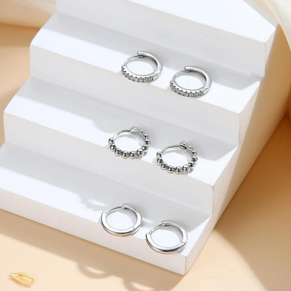 Damen Creolen Set Silber 925 Vergoldet Goldene Ohrringe Sleeper