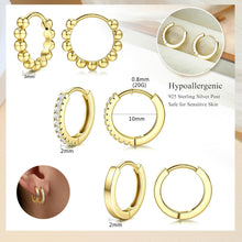 3 Paar Damen Creolen Ohrringe Set Silber 925 Gold vergoldet