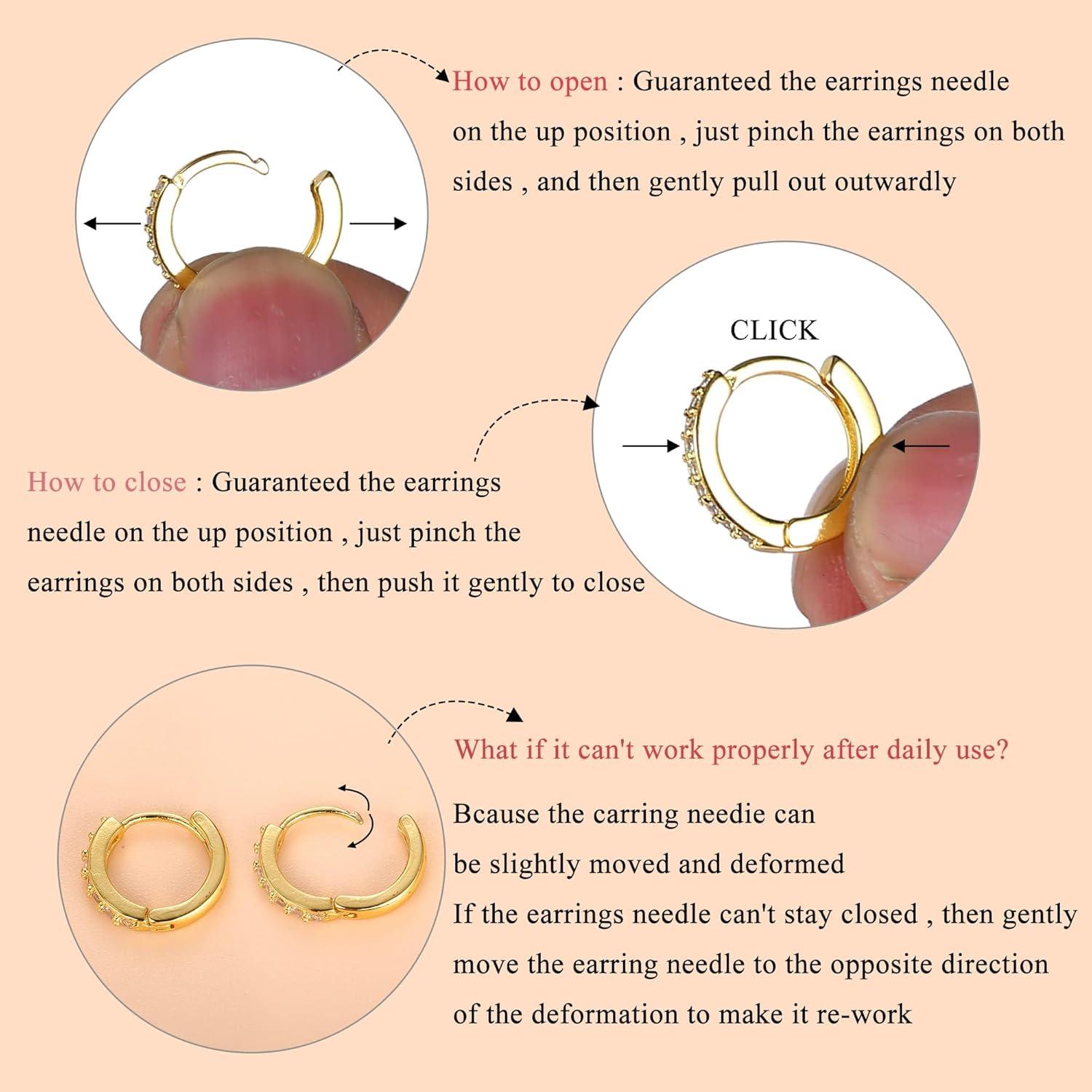Goldene Creolen Set Damen Ohrringe 14K Vergoldet Hypoallergenic Chunky