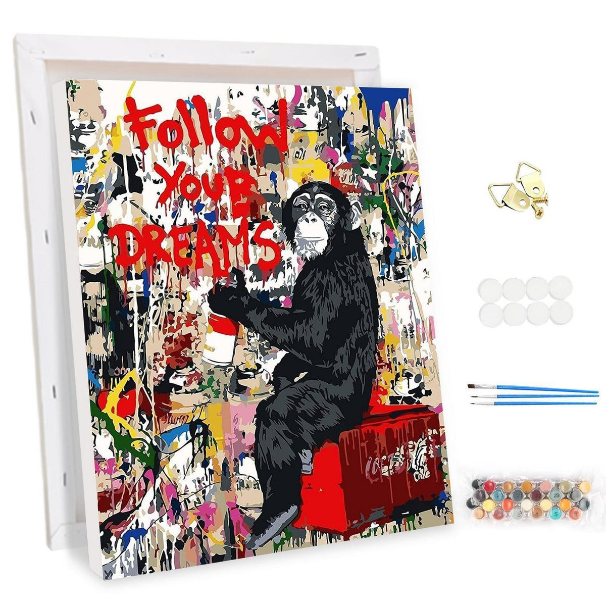 Malen nach Zahlen Erwachsene Affe Graffiti mit Rahmen 30x40cm