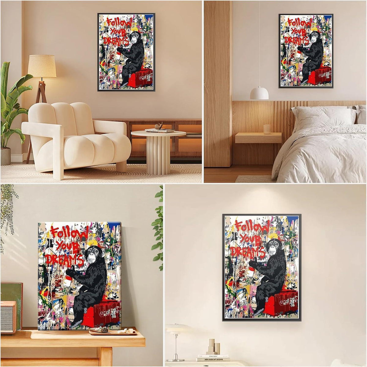 Malen nach Zahlen Erwachsene Affe Graffiti mit Rahmen 30x40cm