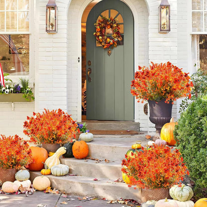 Künstliche Herbstblumen 6 Bündel Herbststrauß Deko Pflanzen Wetterfest balkon Tischdeko