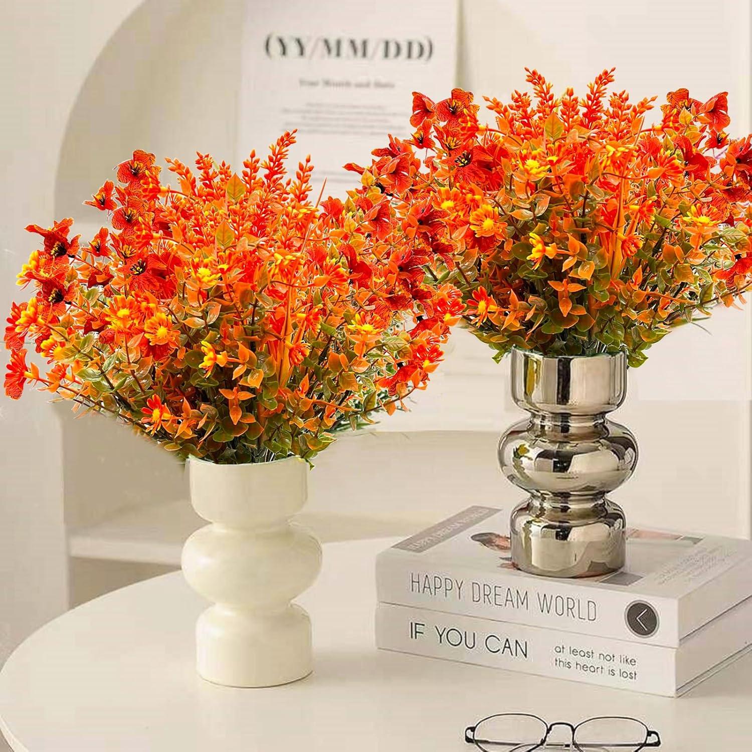 Künstliche Herbstblumenstrauß 6 Bündel Herbstdeko wetterfest