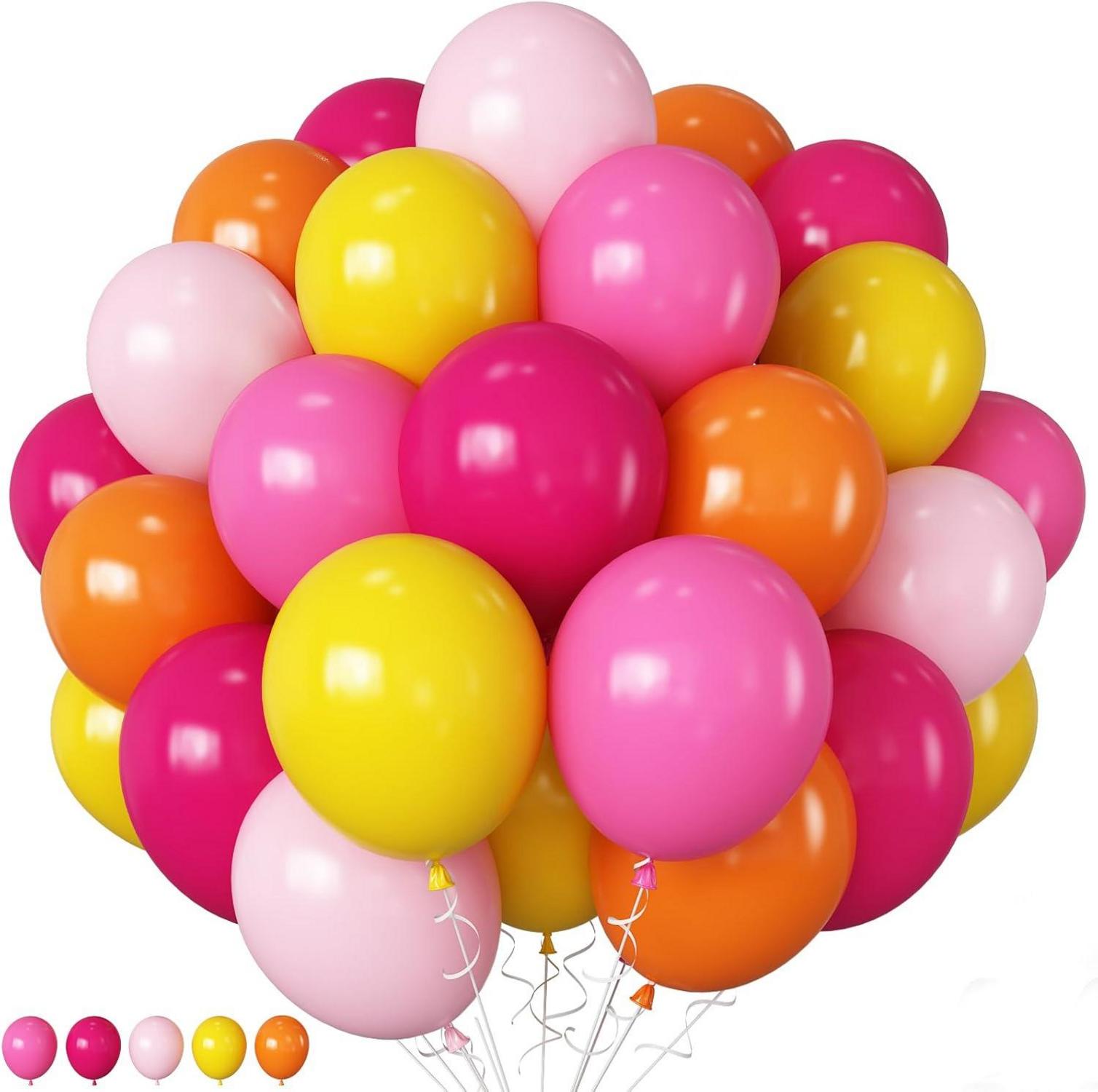 Luftballons 12 Zoll Party Ballons in Rosa Orange Gelb 60