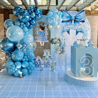 Luftballons Blau Metallic Helium Latex Party Deko 60 Stück