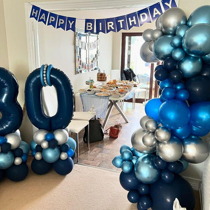 Blau Metallic Luftballons Set 60 Stk. 12 Zoll Party Deko Abschluss Frozen Blue