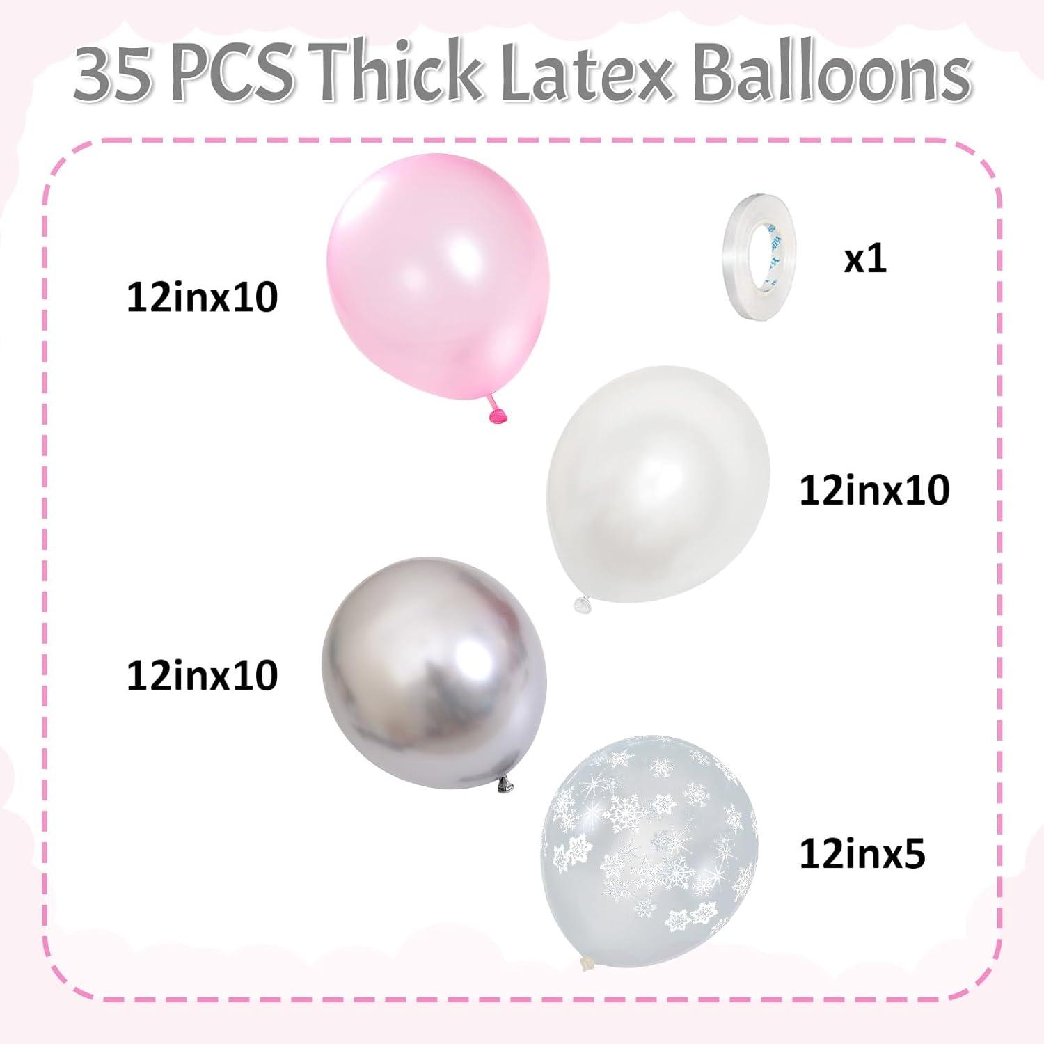 Luftballons Rosa Weiß Silber Schneeflocken Ballons Winter