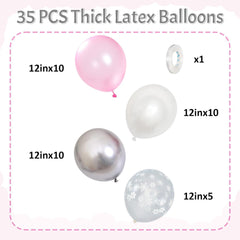 Luftballons Rosa Weiß Silber Schneeflocken Ballons Winter
