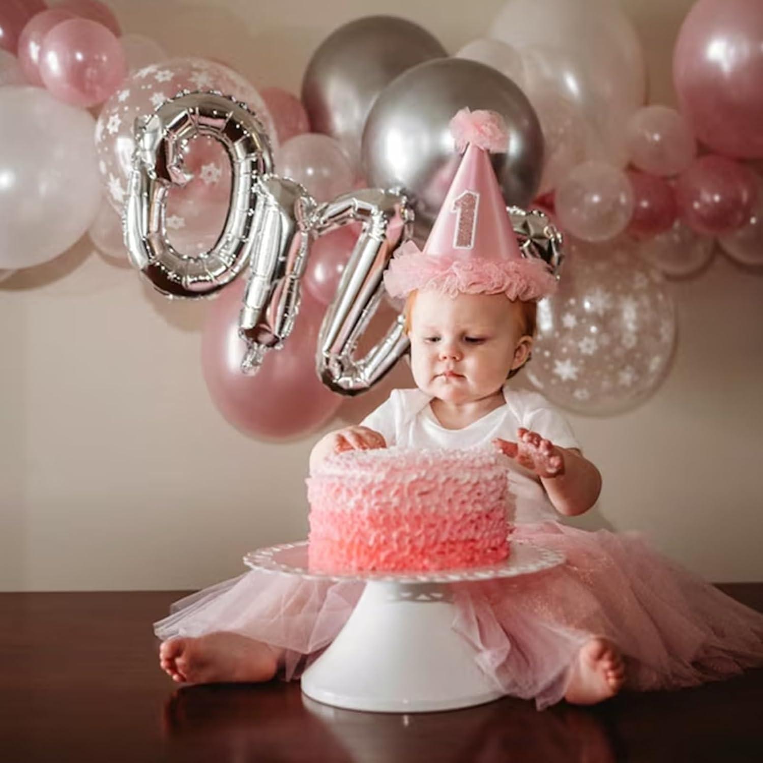 Luftballons Rosa Silber Schneeflocken Geburtstag Winter Deko 12 Zoll