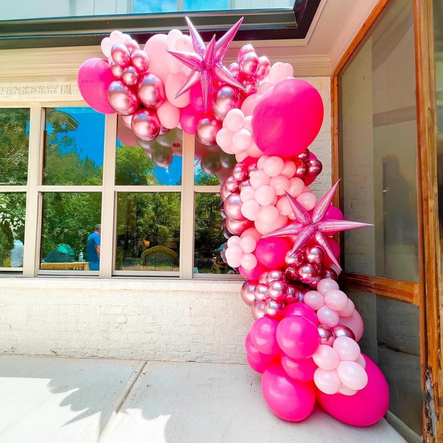 HILAVO Ballons Pink Rosa 12 Zoll Metallic Konfetti Latex Helium Party Deko