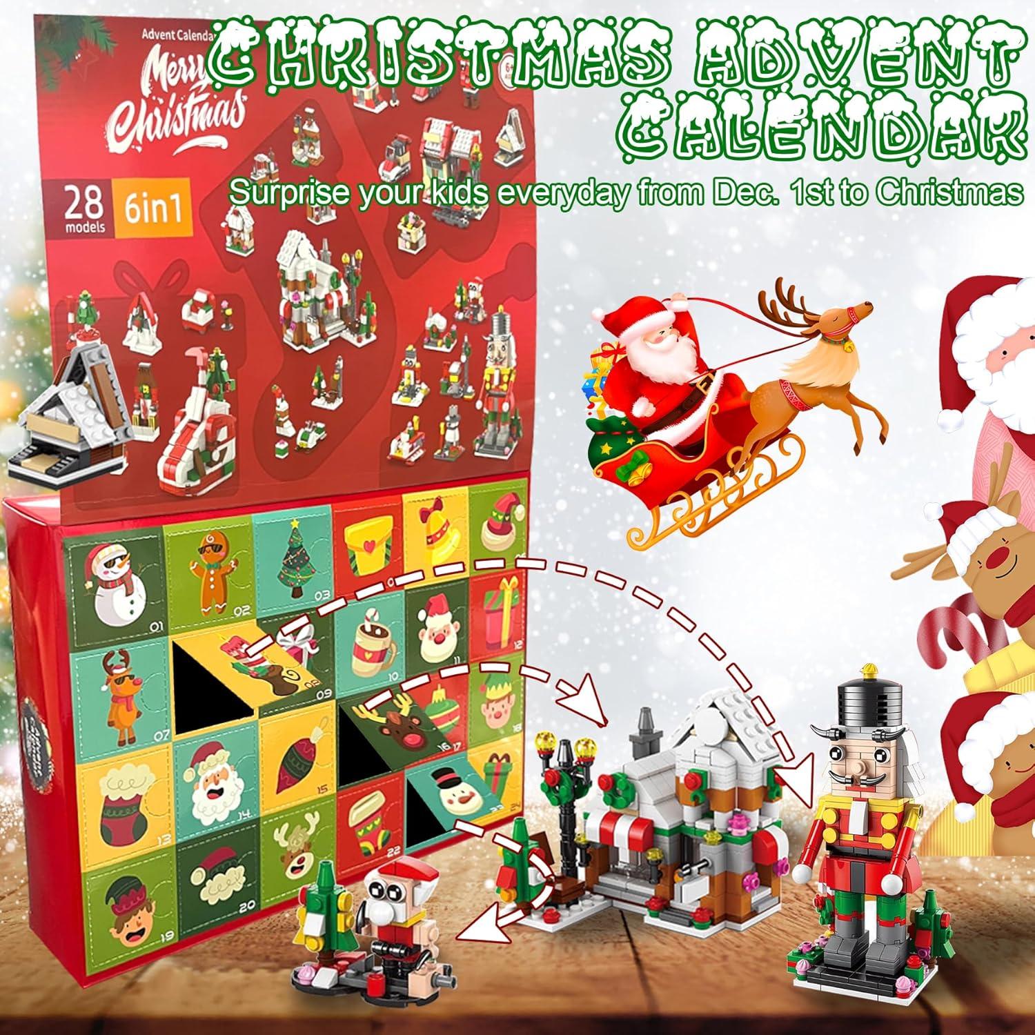 YeahBoom Adventskalender Weihnachtsbaum Bauklötze Set 24 Stück - Geschenk für Kinder