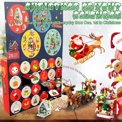 YeahBoom Adventskalender Bauklötze Set Weihnachtsbaum 24-tägiges Countdown-Geschenk