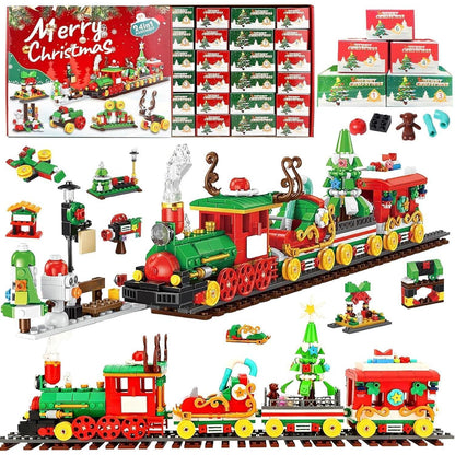 TZEKING Adventskalender Zug Bauklötze Set Weihnachten