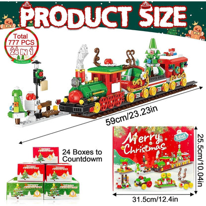 TZEKING Adventskalender Zug Bauklötze Set Weihnachten
