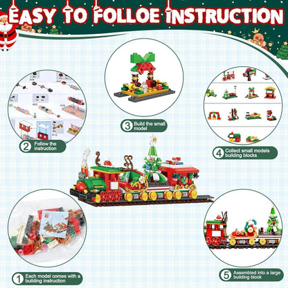 TZEKING Adventskalender Zug Bauklötze Set Weihnachten