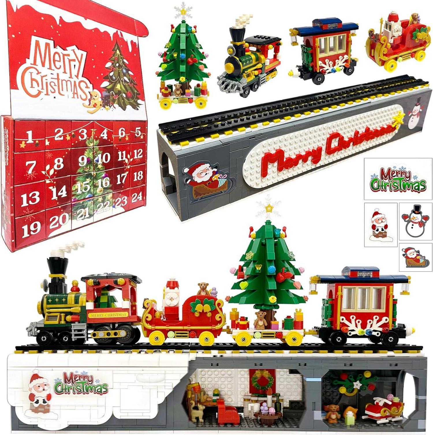 Adventskalender Zug Bauklötze Set, Weihnachten Countdown Kalender