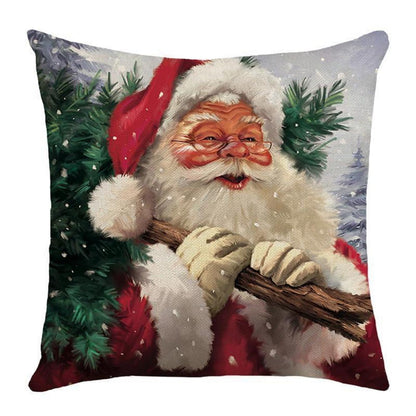 4 Weihnachtskissenbezüge 45x45cm Leinen Winterdeko