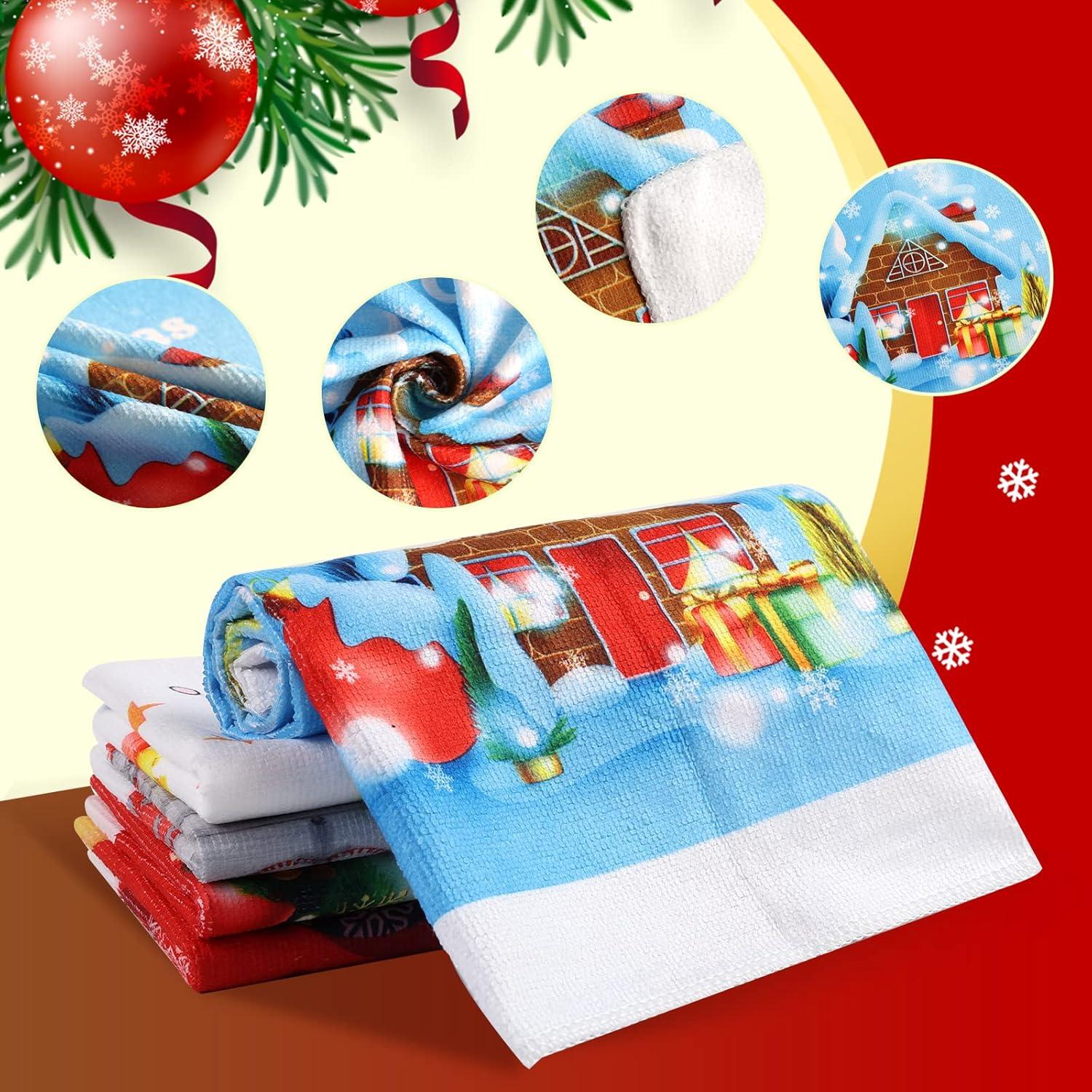 Autilify Weihnachten Geschirrtücher Set Mikrofaser Reinigung Handtuch Blau