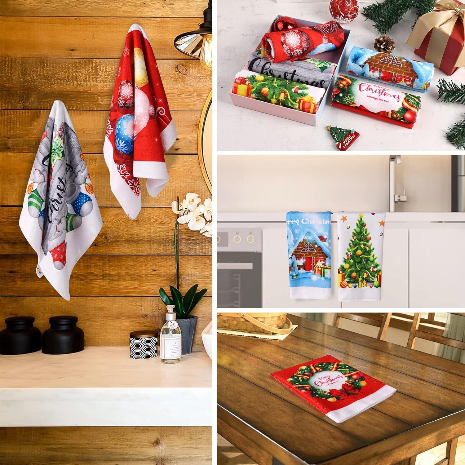 Geschirrtücher Weihnachten 5er Set Mikrofaser Handtücher 55x40 cm