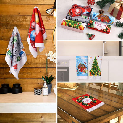 Geschirrtücher Weihnachten 5er Set Mikrofaser Handtücher 55x40 cm