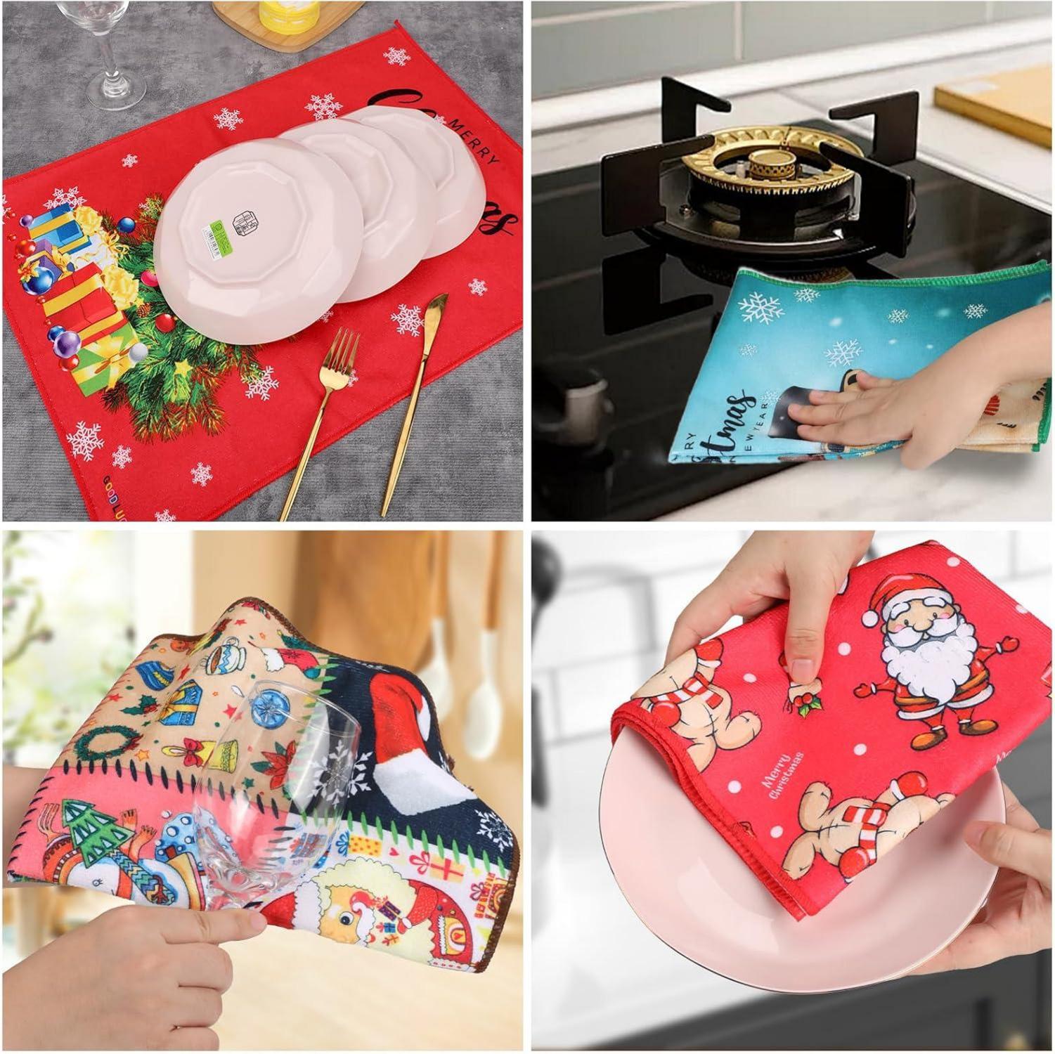 Küchentuch Handtuch Set Weihnachten Geschirrtücher 5er Mikrofaser