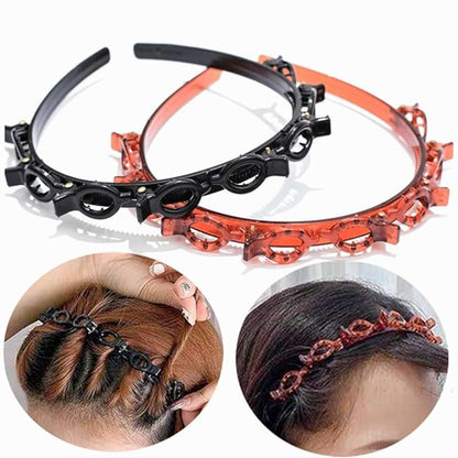 2er Set Haarreif mit Klammern, geflochtene Stirnbänder & Twist Clip