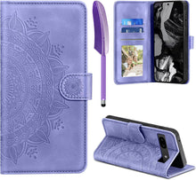 Google Pixel 8A Lederhülle Wallet Case mit Standfunktion - Lila