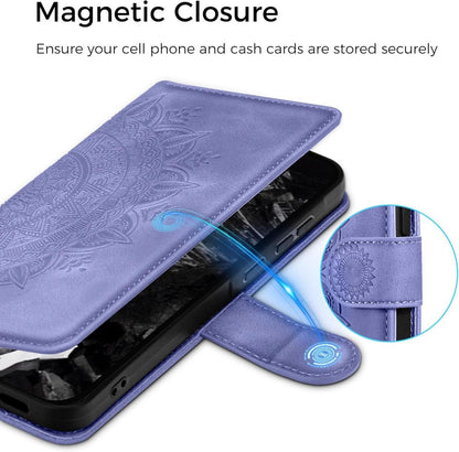Google Pixel 8A Lederhülle Wallet Case Prägung Standfunktion - Lila