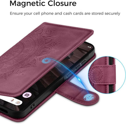 Lederhülle für Google Pixel 7A Flip Wallet Weinrot
