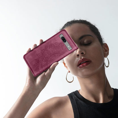 Lederhülle Wallet Case für Google Pixel 7A - Weinrot Standfunktion