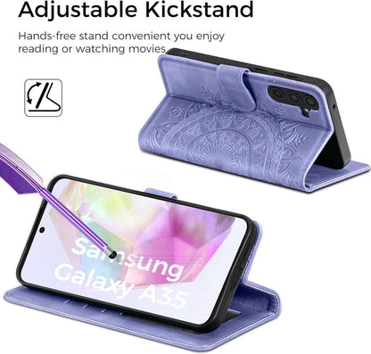 Samsung Galaxy A35 Lederhülle Flip Wallet Case Lila