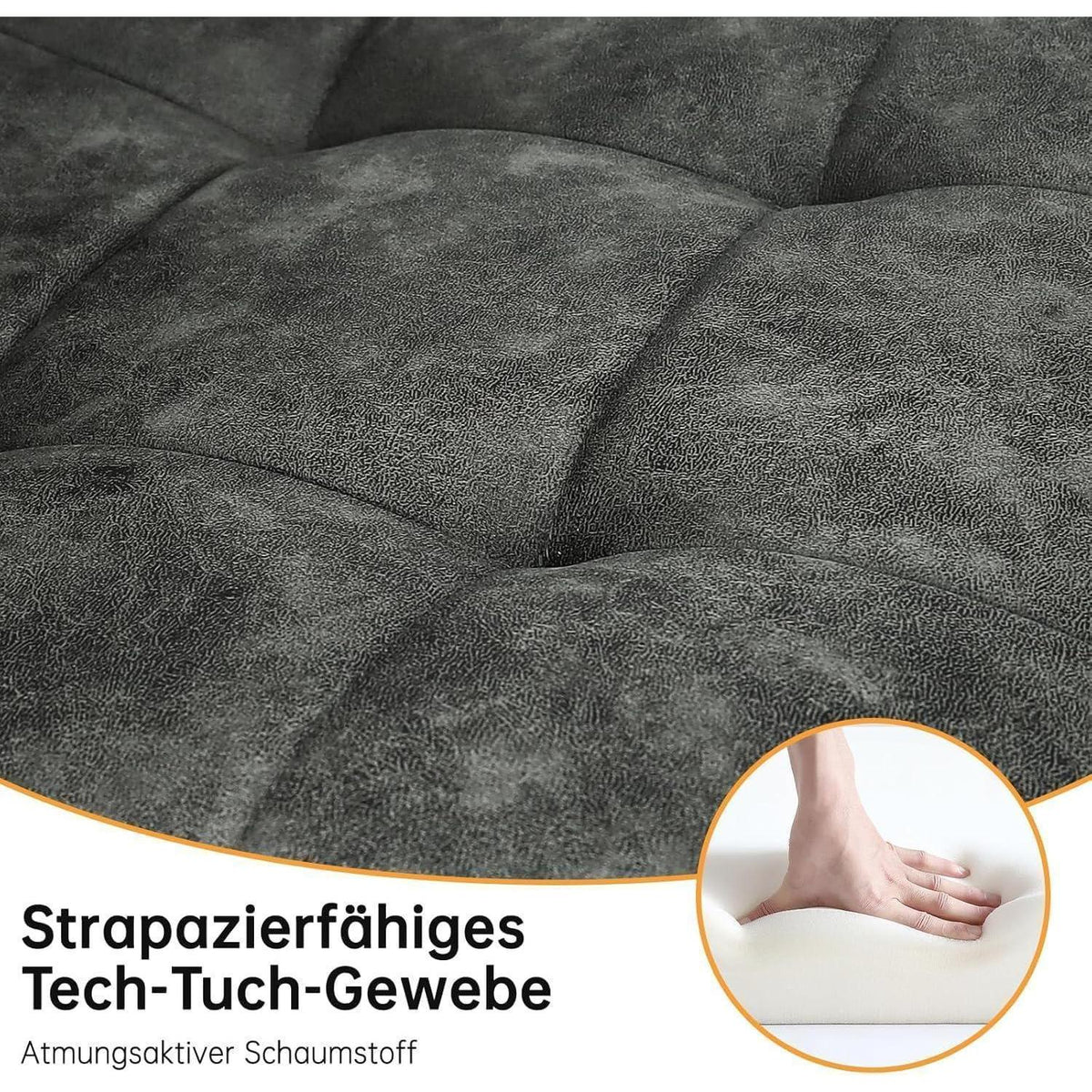 LEWE Esszimmerstühle 2er Set, Dunkelgrau, Mikrofaser-Kunstleder