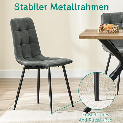 LEWE Esszimmerstühle 2er Set, Dunkelgrau, Mikrofaser-Kunstleder