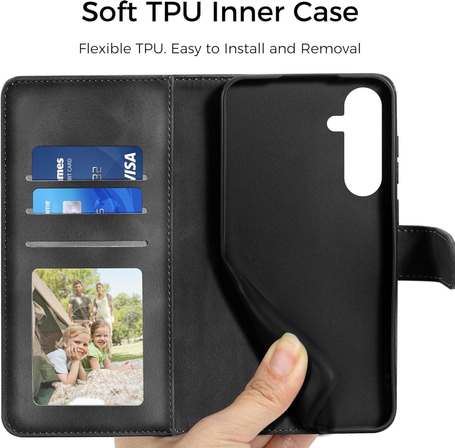 Samsung Galaxy A35 5G Lederhülle Wallet Case schwarz Standfunktion